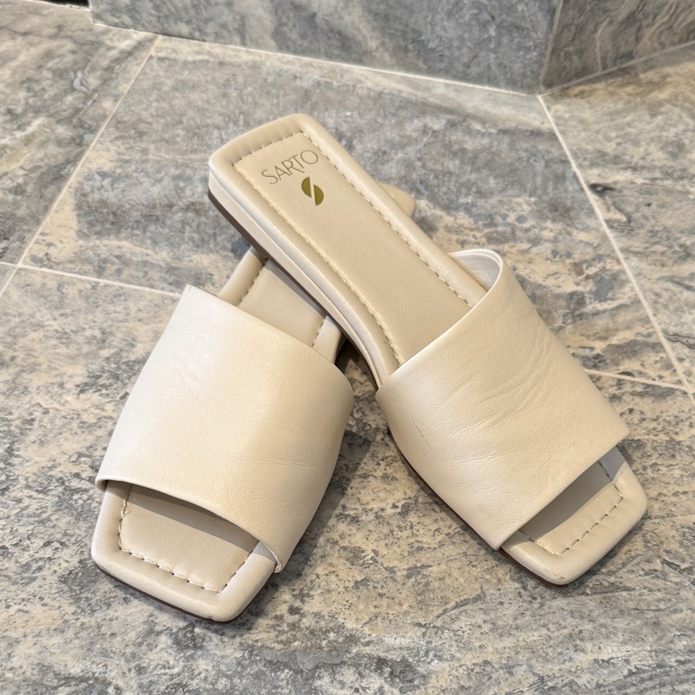 SARTO By Franco Sarto Cream Slide Sandals